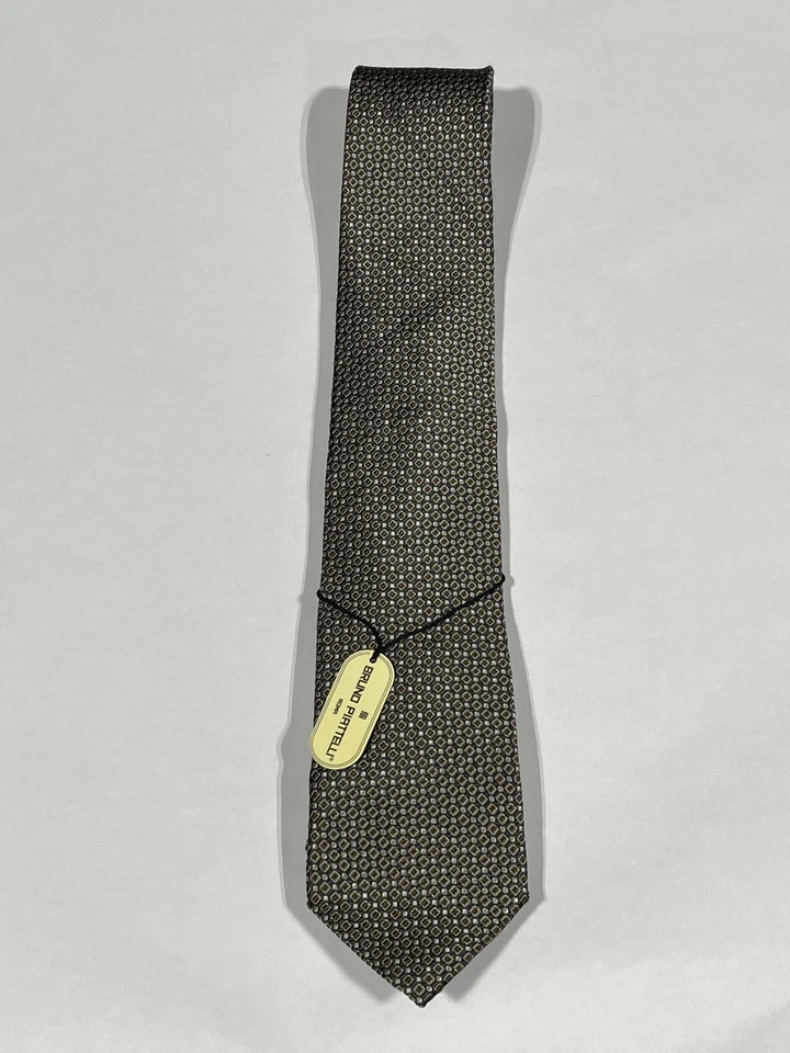 Мужские Bruno Piattelli коричневый бриллиант узор галстук ручной работы чистый шелк новый - Изображение 1 из 3