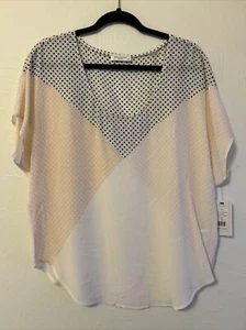 $198 NWT Equipment Etta Tee in Bright White Multi Silk Blouse Top Sz S Dot - Picture 1 of 7
