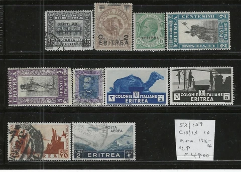 ERITREA...#52//159 & C10/C13...M & U...1916/36...10 Diff...SCV $49.00 Cover