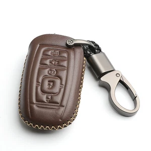 Brown Leather Key Fob Case Cover For Lincoln Continental MKC Navigator 5 Buttons - Bild 1 von 5