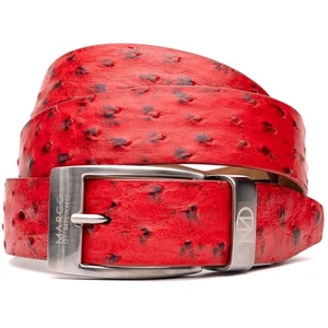 NUEVO Cinturón Marco Milano Para Hombres Cuero de Avestruz Genuino Moda Exótica Rojo EE. UU. - Imagen 1 de 4