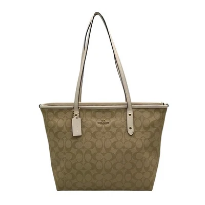 Coach Beige Monogram Signature Coated Canvas City Zip Tote Bag F58292 - Image 1 of 4