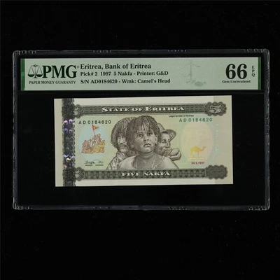 1997 Eritrea Bank of Eritrea 5 Nakfa Pick#2 PMG 66 EPQ Gem UNC - Image 1 of 4