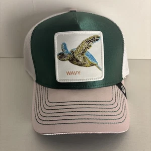 Goorin Bros The Farm Allablur Wavy Sea Turtle Green/Grey/White Trucker Hat - NWT - Picture 1 of 4