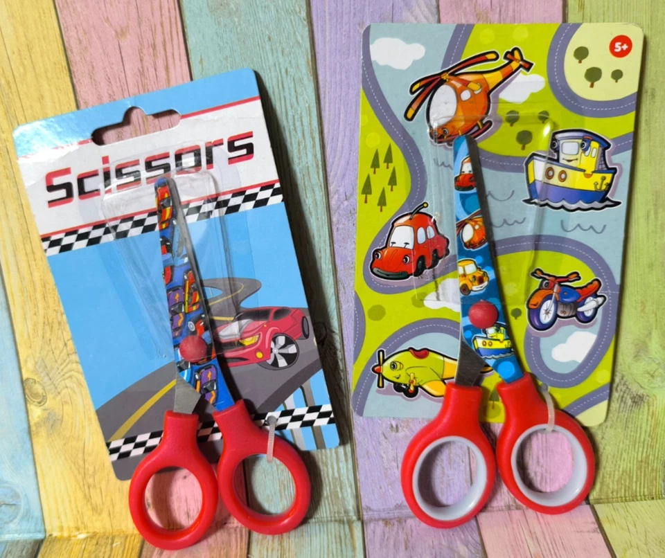 Kinderschere für Jungs Fahrzeuge Bastelschere runde Spitze Schere Kinder Motiv - Bild 1 von 1