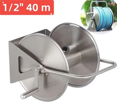 Schlauchtrommel Edelstahl Schlauchaufroller Wand Gartenschlauchtrommel für 40 m - Bild 1 von 4