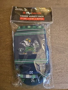 NIP NOTRE DAME COOZIE VARIETY PACK - 2 CANS, 2 SLIM, 2 BOTTLES See Pics & Desc  - Picture 1 of 7