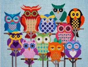 Needlepoint Handpainted JP Needlepoint Hooters Anonymous Owls 11x14 - Picture 1 of 4
