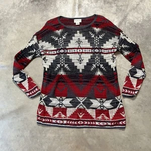 Ralph Lauren Denim & Supply Sweater Womens Sz L Red Gray South Western - Picture 1 of 7