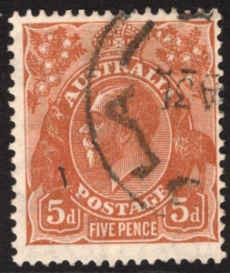 5d BROWN KGV SMALL MULTIPLE WATERMARK FINE USED (A30459) - Picture 1 of 1