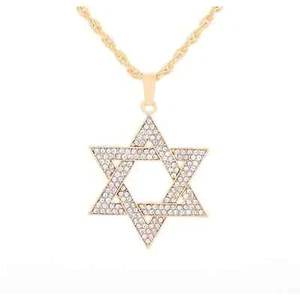 Davidstern Halskette mit Schmucksteinen und Strass Gold, Silber, Roségold - Bild 1 von 10