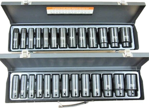 26 PC 1/2" Dr. Deep Impact Socket SAE Metric 6-Pt 7/16" - 1-1/4" 13-32mm - Picture 1 of 9