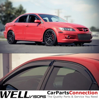 WellVisors Window Visors 03-08 Mazda 6 Sedan Side Deflectors - Image 1 of 4