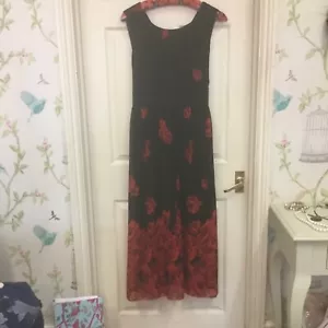 Jolie Moi Black Maxi Dress With Wide Red Rose Detail On Hemline £10.00 - Picture 1 of 7