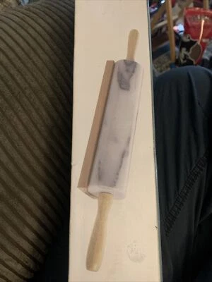Marble Rolling Pin Non Porous Non Stick Gray and White Missing Stand W/Box - Image 1 of 4