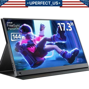 17.3" FHD 144Hz Portable Gaming Monitor HDMI USB C QHD Screen For Xbox One PS6 5 - Picture 1 of 20