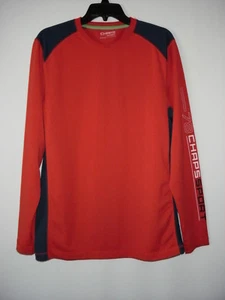 Camiseta deportiva Chaps nueva roja grisácea azul cuello redondo manga larga M - Imagen 1 de 9