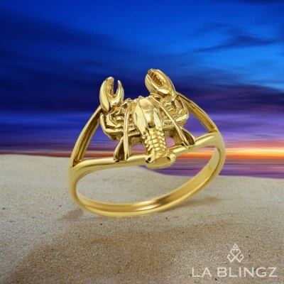 Elegant Gold Lobster Ring for Women | Nautical Ocean Sea Life Jewelry - Image 1 of 4