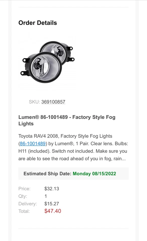 Toyota RAV4 2008 luces antiniebla LED Foto 1 de 1