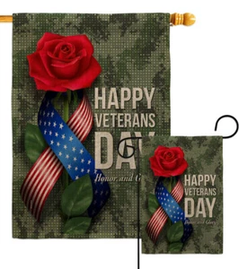 Feliz Día de los Veteranos Arpillera Jardín Bandera Fuerzas Armadas Regalo Patio Casa Banner - Imagen 1 de 17