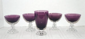 5 Vintage Amethyst Cocktail Pedestal Glasses (Bischoff?) - Picture 1 of 13