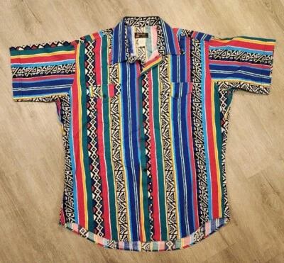 Vintage Ruddock Bros Western Shirt Brush Popper Cowboy Aztec Mens Size Large USA - Image 1 of 4