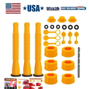 3x Gas Can Spout Kit Nozzle Vent Replacement For Plastic Gas Cans Old Style Cap - Picture 1 of 12