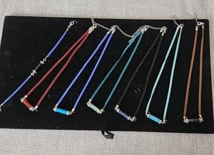 Lote Chapal Zenray NF Plata Esterlina Cuero Piedra Barra Collar Pulsera .925 - Imagen 1 de 5