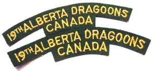 19th ALBERTA DRAGOONS Canadian Forces CANADA embroidered shoulder flashes titles - Picture 1 of 1