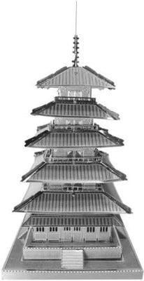 Tenyo Five-Storied Pagoda Metallic Nano Puzzle 16.9 x 12.1 x 0.7 cm - Image 1 of 3