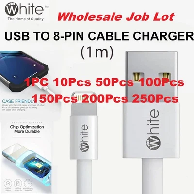 Pack Of 250 Pcs USB to 8 Pin Charging & Data Sync Cable iPhone Wholesale Job Lot - Image 1 of 4