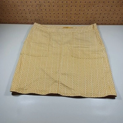 prAna Mujer Miel An Blanco Geométrico Algodón Orgánico Elástico Línea A Falda 8 Usada en Excelente Condición Foto 1 de 4