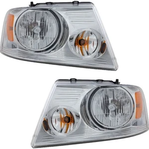 For 04-08 F150 & Mark LT Front Headlight Headlamp Head Light w/Bulb SET PAIR - Picture 1 of 6