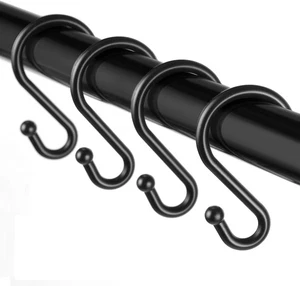 Ganchos de cortina de ducha de metal, juego de 12 anillos, resistente al óxido S 12 piezas, negro  - Imagen 1 de 6