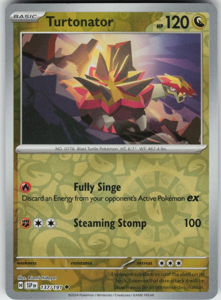 PO-01 Reverse Holo Turtonator 137/191 Uncommon SV08: Surging Sparks - Image 1 of 1