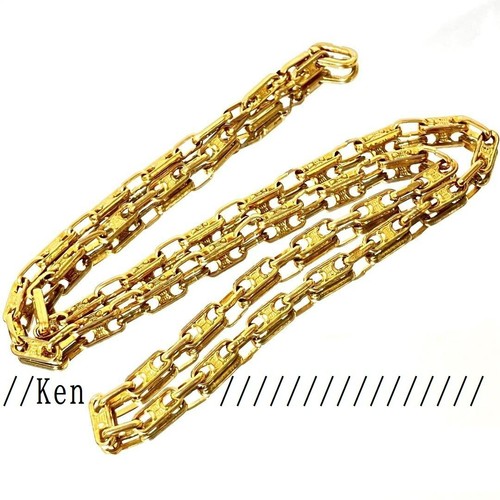 Ciondolo Collana Catena Celine Macadam Choker Logo AUTENTICO Raro Oro Lunga 80cm VECCHIA