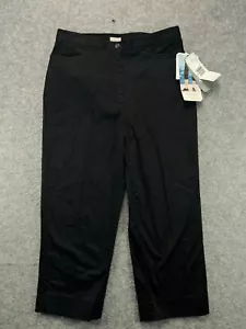 NWT Jones Sport Sateen Capri Pants Womens 8 Black Chino Hi Rise Stretch Casual - Picture 1 of 8