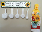 Hand Painted Sunflower Measuring Cup Rack with Matching Towel