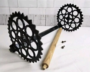 Vintage Cast Iron Round Gear/Cog Paper Towel Holder LEGO Japan Black - Picture 1 of 8