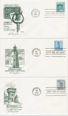 Lot of 8 Americana Series 24c-$5 Artmaster cachet First Day covers - Image 1 of 3