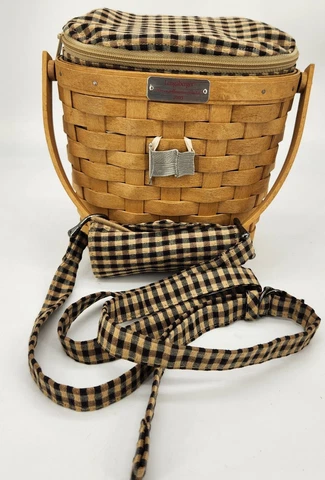 Longaberger 2005 Woven Memories Basket+Liner+Strap+Handle Grip FAMILY SIGNATURES Cover