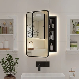 LED Bathroom Mirror Cabinet with 3 Colour Lights Medicine Cabinets Wall Mounted - Picture 1 of 8