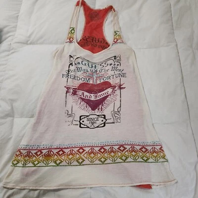 Vestido/top vintage adivinar tanque talla mediana mini viscosa/seda playa cubierta Foto 1 de 4