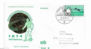 Sellos, República Federal, Mundial de fútbol 1974, SST sobre 15.5.1974-Frankfurt - Imagen 1 de 1
