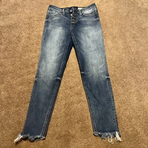 bridge by Gly button fly distressed blue Frayed Ankle Skinny jeans sz 28(6) - Picture 1 of 4