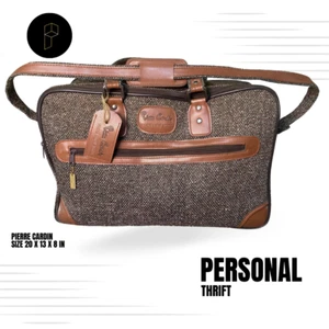 Pierre Cardin Large Dufflebag Brown Tweed 20x13x8 inches - Picture 1 of 1