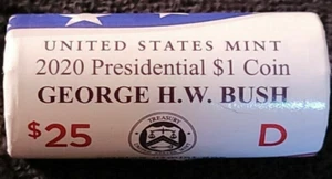 Uncirculated Roll of 2020-D Presidential Dollar of George HW Bush 41st President - Picture 1 of 2