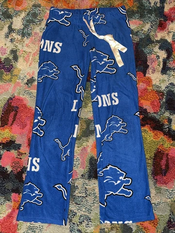 Detroit Lions Pajama Pants PJs Women Size S Small Fleece EUC NFL Team Apparel Cover