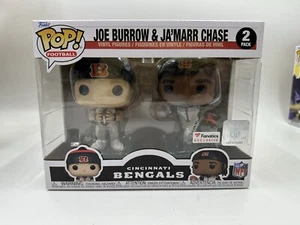 Funko POP! Cincinnati Bengals Joe Burrow & Jamarr Chase 2 Pack Fanatics In Hand - Picture 1 of 2