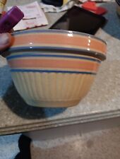 Yellow Ware Pink With Blue Ribbed Mint Condition